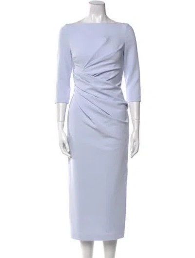 Pre-owned Safiyaa Bateau Neckline Midi Length Dress In Blue