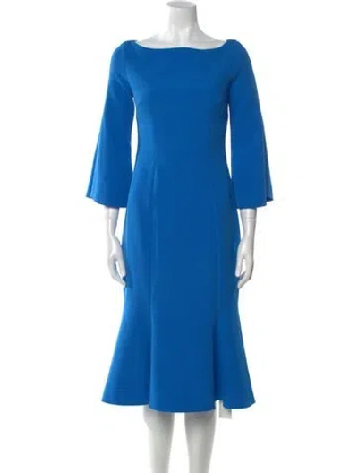 Pre-owned Safiyaa Bateau Neckline Midi Length Dress In Blue