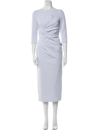 Pre-owned Safiyaa Bateau Neckline Midi Length Dress In Blue