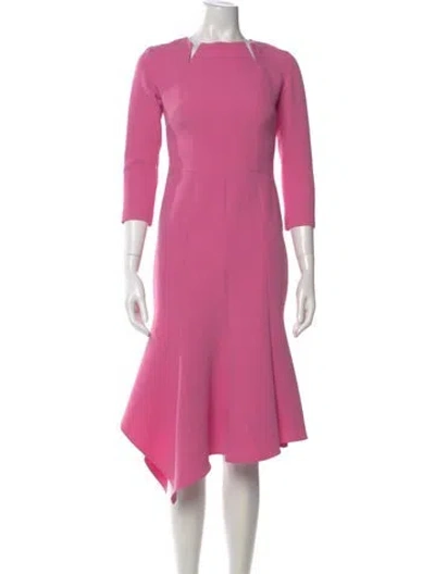 Pre-owned Safiyaa Bateau Neckline Midi Length Dress In Pink