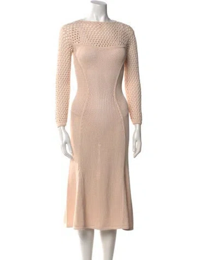 Pre-owned Safiyaa Bateau Neckline Midi Length Dress In Pink