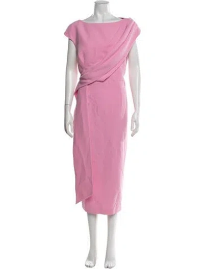 Pre-owned Safiyaa Bateau Neckline Midi Length Dress In Pink