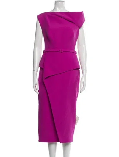 Pre-owned Safiyaa Bateau Neckline Midi Length Dress In Purple