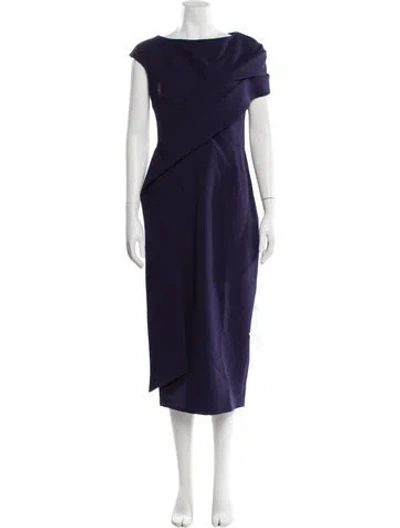 Pre-owned Safiyaa Bateau Neckline Midi Length Dress In Purple