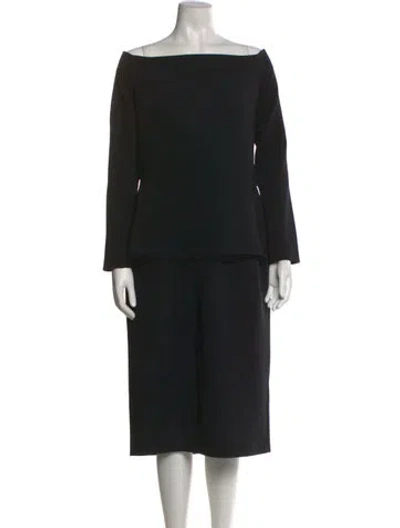 Pre-owned Safiyaa Bateau Neckline Midi Length Dress W/ Tags In Black