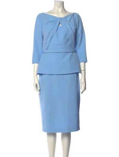 Pre-owned Safiyaa Bateau Neckline Midi Length Dress W/ Tags In Blue