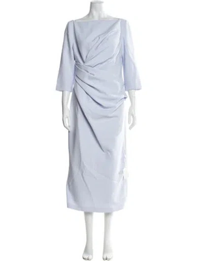 Pre-owned Safiyaa Bateau Neckline Midi Length Dress W/ Tags In Blue