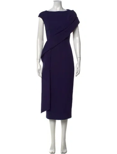 Pre-owned Safiyaa Bateau Neckline Midi Length Dress W/ Tags In Blue