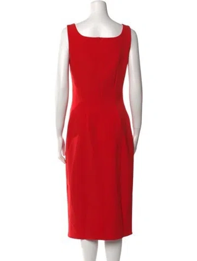 Pre-owned Safiyaa Bateau Neckline Midi Length Dress W/ Tags In Red