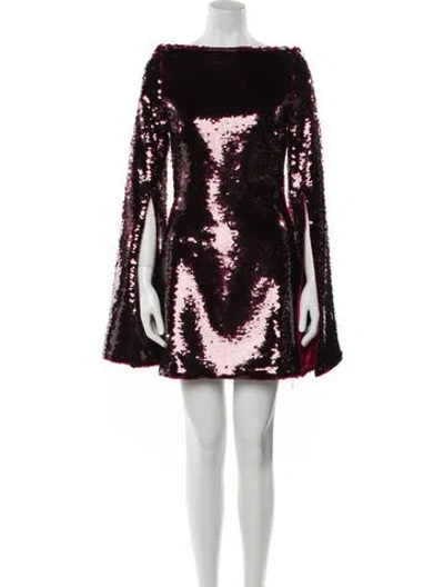 Pre-owned Safiyaa Bateau Neckline Mini Dress W/ Tags In Burgundy