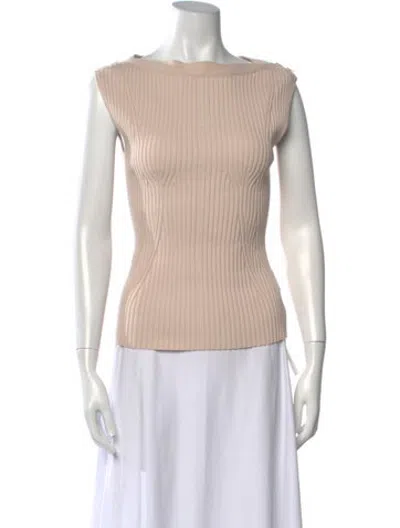 Pre-owned Safiyaa Bateau Neckline Sleeveless Top In Neutrals