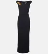 Safiyaa Belted Embellished Crêpe Maxi Dress In Black