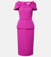 Safiyaa Belted Peplum Midi Dress In Multi