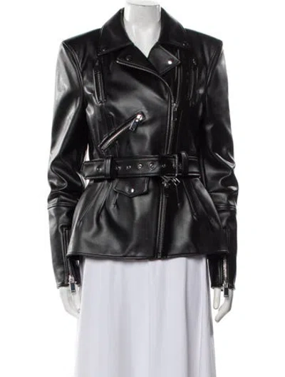 Pre-owned Safiyaa Biker Jacket In Black