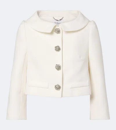 Safiyaa Bridal Brigitta Cropped Crêpe Jacket In White