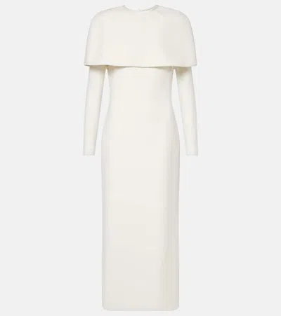 Safiyaa Bridal Gullu Caped Crêpe Midi Dress In Ivory