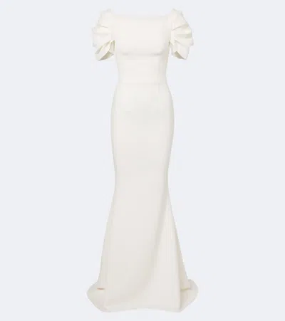 Safiyaa Bridal Ivon Draped Crêpe Gown In White