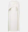 Safiyaa Bridal Oria Caped Crêpe Midi Dress In White
