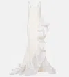 Safiyaa Bridal Yana Draped Crêpe And Satin Organza Gown In White