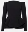Safiyaa Brien Off-shoulder Crêpe Peplum Top In Black