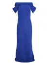 Safiyaa Cap-sleeve Draped Gown In Blue