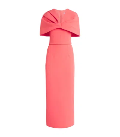 Safiyaa Cape-detail Shula Midi Dress In Pink