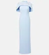 Safiyaa Crystal-embellished Caped Gown In Blue