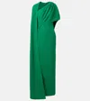 Safiyaa Caped Asymmetric Crepe Gown