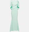 Safiyaa Caped Crêpe Gown In Green
