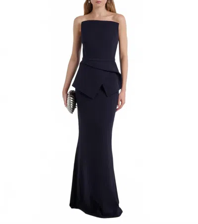 Safiyaa Carter Crêpe Bustier Gown In Midnight Navy In Blue