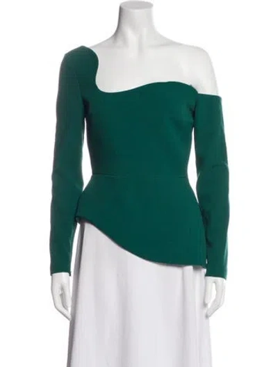 Pre-owned Safiyaa Cashmere One-shoulder Blouse In Green