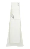 Safiyaa Cemile Metallic-leaf Crepe Maxi Dress In Off-white