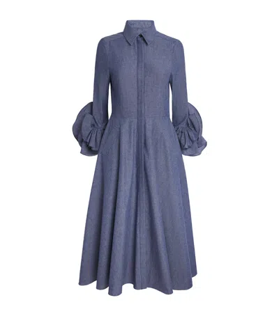 Safiyaa Chambray Cassandre Midi Dress In Blue