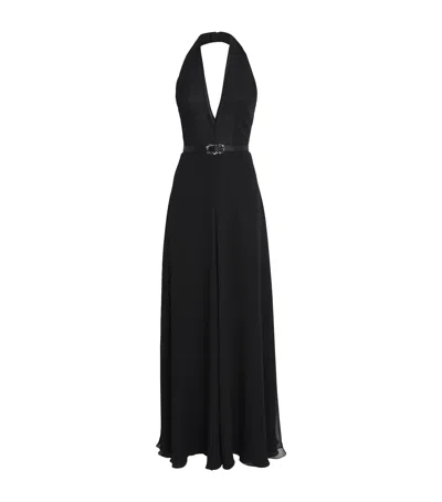Safiyaa Chiffon Belted Morgana Gown In Brown