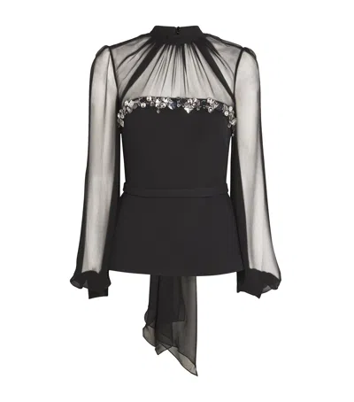 Safiyaa Chiffon Embellished Duruda Blouse In Black