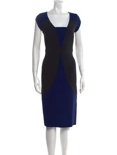 Pre-owned Safiyaa Colorblock Pattern Midi Length Dress In Black