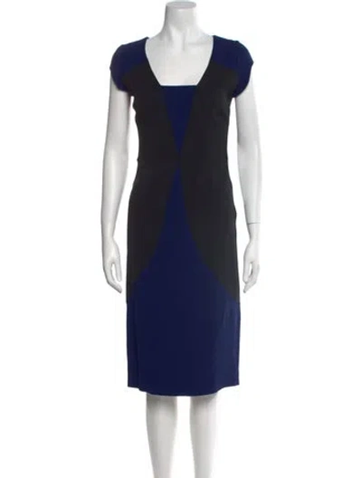 Pre-owned Safiyaa Colorblock Pattern Midi Length Dress In Blue