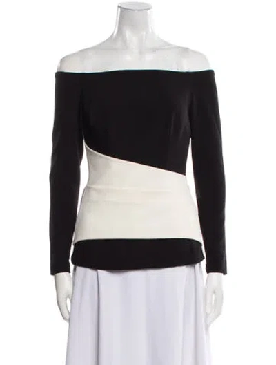 Pre-owned Safiyaa Colorblock Pattern Off-the-shoulder Top W/ Tags In Black