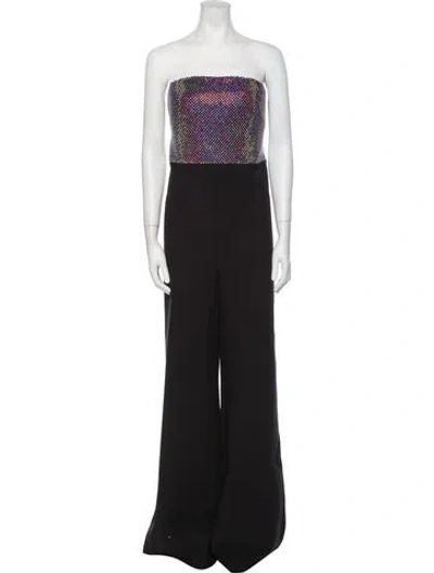 Pre-owned Safiyaa Colorblock Pattern Strapless Jumpsuit In Black
