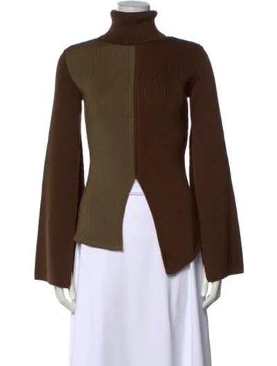 Pre-owned Safiyaa Colorblock Pattern Turtleneck Sweater In Brown