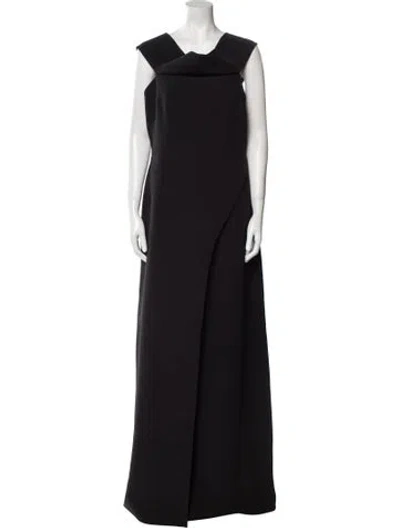 Pre-owned Safiyaa Cowl Neck Long Dress In Black