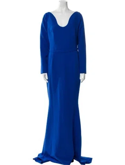 Pre-owned Safiyaa Cowl Neck Long Dress In Blue