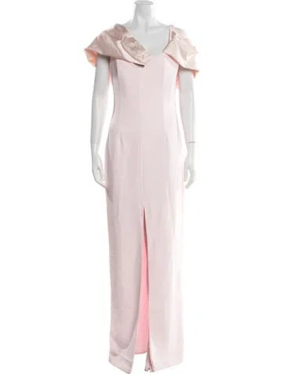 Pre-owned Safiyaa Cowl Neck Long Dress In Pink