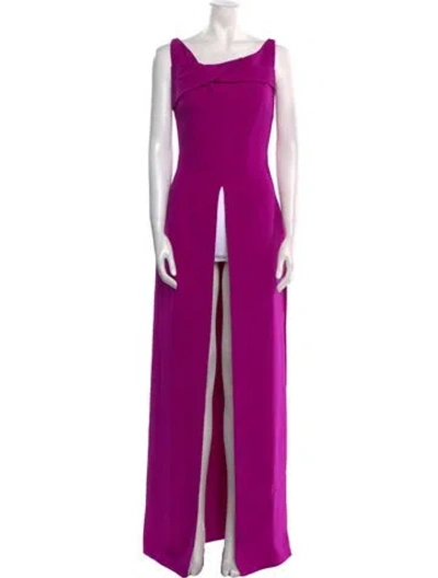 Pre-owned Safiyaa Cowl Neck Long Dress In Purple