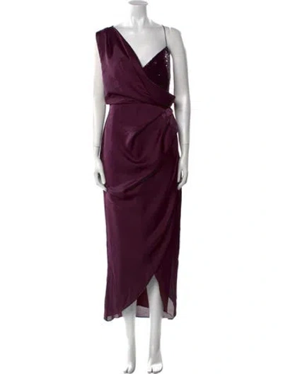 Pre-owned Safiyaa Cowl Neck Long Dress In Purple