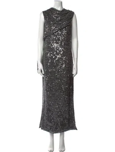 Pre-owned Safiyaa Cowl Neck Long Dress W/ Tags In Silver