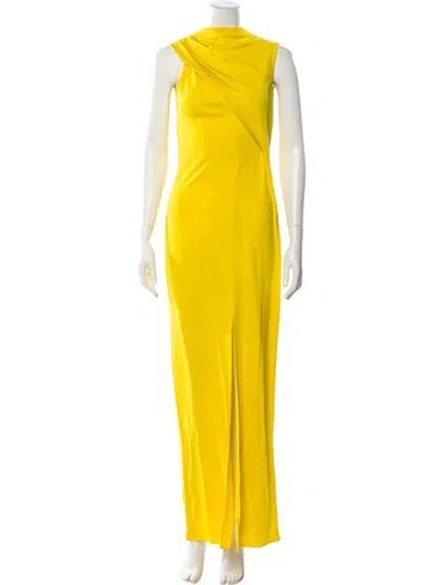 Pre-owned Safiyaa Cowl Neck Long Dress W/ Tags In Yellow
