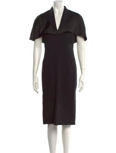 Pre-owned Safiyaa Cowl Neck Midi Length Dress In Black