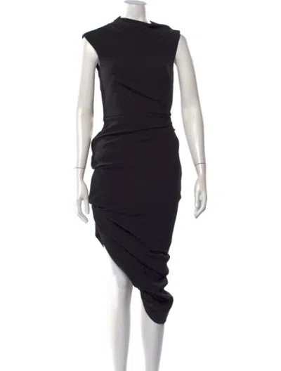 Pre-owned Safiyaa Cowl Neck Midi Length Dress In Black
