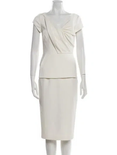 Pre-owned Safiyaa Cowl Neck Midi Length Dress In Neutral